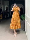 Yellow Colour Georgette With Floral Print Frock Wholesale Suppliers In India NNK4508